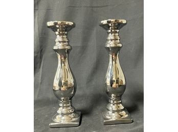 91. MCM Silver Candle Holders (2)