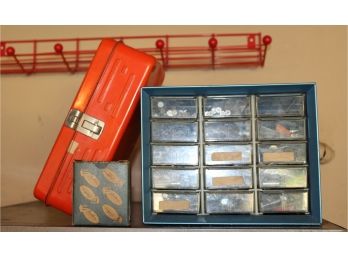 147. Red Tool Box And Hardware Organizer