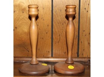 77. Pair Of Wooden Candle Sticks