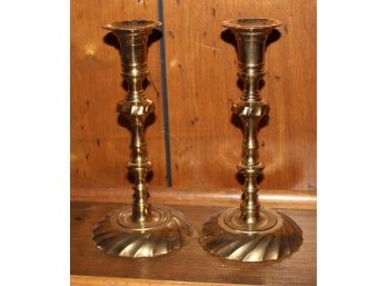 56. Pair Of Brass Candle Sticks
