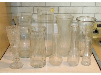 45. Assorted Glass Vases (9)