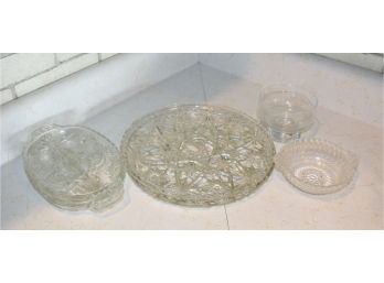 38. Assorted Pressed Glassed Serving Pieces (6)