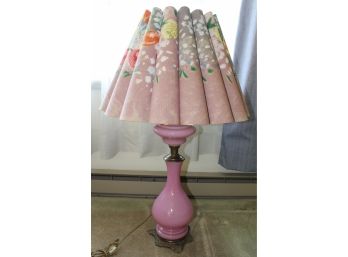113. Antique Pink Glass Lamp