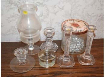 54. Misc Glass Candle Holders (7)