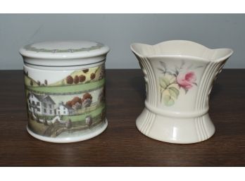 223. Irish Donegal Vase And Other Cover Box