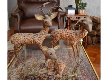 108. Folk Art Pine Cone Deer (3)