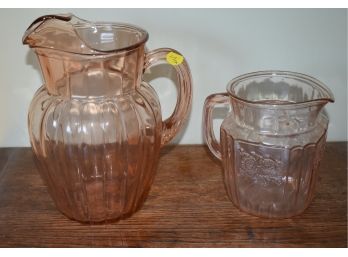 119. Pink Depression Glass Water Pitchers (2)