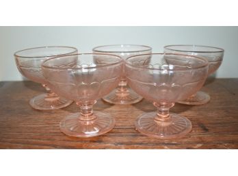 120. Pink Depression Glass Dessert Cups(5)