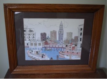 100. Signed Print Water Front - Boston 1974