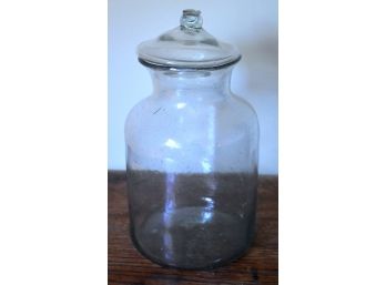 114. Antique Hand Blown Glass Jar W/lid