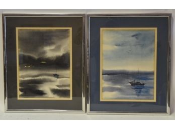 128. Maxim Pair Of 20thC. Modernistr Watercolors Signed