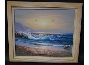 133. Sunset On The Beach. Oil On Canvas. Sgd. A.K***