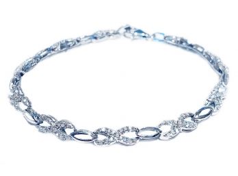 Sterling & Raw/Industrial Diamond Bracelet Signed 'Hou'
