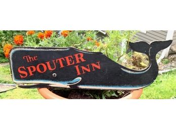 Vintage Souvenir Whale-Shaped Advertising Sign: 'The Spouter Inn'