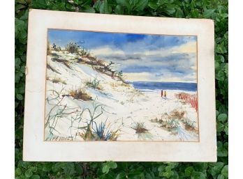 Orig. Windswept Beach Scene Watercolor, Signed RB Jones