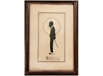 1900s Pen/Ink By Ohio Soldier Killed In WWI -- Silhouette Of Dapper Gent With Nowhere To Go