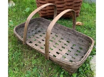 Large Vintage Gathering Basket, Swing Handles