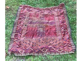 Antique Asian Or Middle Eastern Area Rug - As Found, For Repurposing