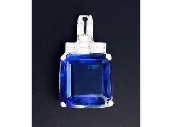Vintage Square-Cut Glass Sapphire & Clear Baguettes Pendant