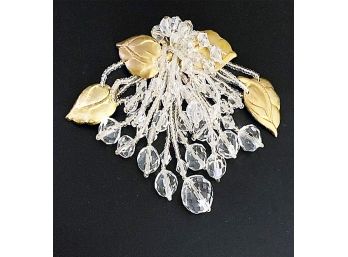 C. 1940s Celluloid & Faceted Crystal Beads Brooch