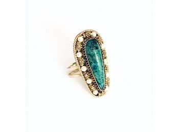 Vintage Sterling, Chrysocolla & Pearls Ring
