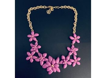 Enameled Flower Necklace In Wild Spring Phlox Color