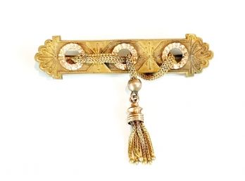 Victorian Bright-&-Matte Finish Rolled Gold Brooch