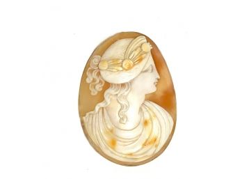 Large Antique Carved Shell Cameo For Pendant Or Brooch