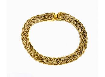 Vintage 1970s Pierre Lorion, Sylvia Karels, Paris Braided Snake Chain Bracelet, Gold-Plt