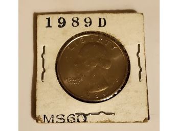 1989 D MS60 Quarter 25 Cent Coin Lot #56