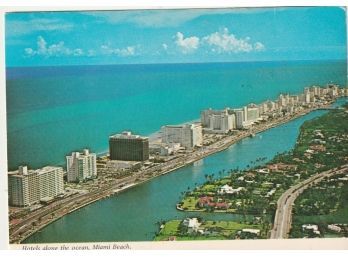 Vintage Unused Postcard Miami Beach Florida Hotels Motels Old Ephemera Advertising Lake Ocean Boat