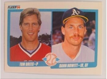 Vintage 1990 Fleer Major League Baseball Prospects Tom Drees Dan Howitt MLB Sports Trading Card