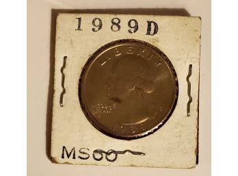 1989 D MS60 Quarter 25 Cent Coin Lot #53
