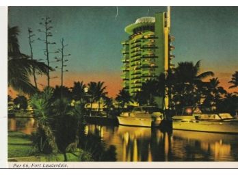Vintage Unused Postcard Pier 66 Fort Lauderdale Florida Old Ephemera Advertising Lake Ocean Boat