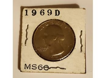 1969 D MS60 Quarter 25 Cent Coin Lot #52