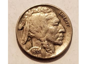 Old 1935 Buffalo Nickel Coin Full Date Horns Lot #27
