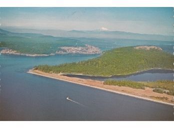 Vintage Unused Postcard Deception Pass State Park Washington Old Ephemera Advertising Lake Ocean Boat