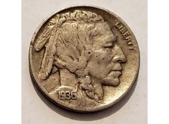 Old 1936 Buffalo Nickel Coin Full Date Horns Lot #12