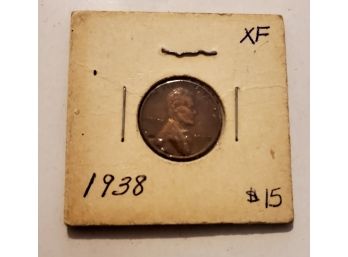 Old 1938 One Cent Wheat Penny Coin Lot #1