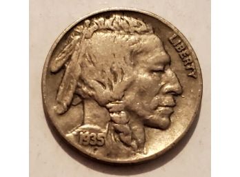 Old 1935 Buffalo Nickel Coin Full Date Horns Lot #26