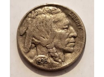 Old 1936 Buffalo Nickel Coin Full Date Horns Lot #6