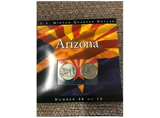 2008 Arizona United States Mint P & D Philadelphia Denver Brilliant Uncirculated Quarter Cent Set Lot #323