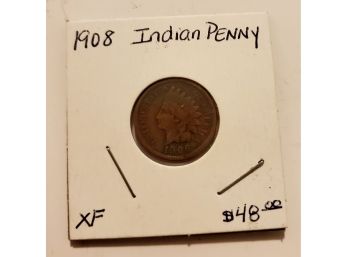Old 1908 Indian Head Penny One Cent Coin Lot #250
