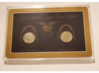 Old 1938 Double Dated Buffalo & Jefferson Nickel Set U.S. Commemorative Gallery Lot #107