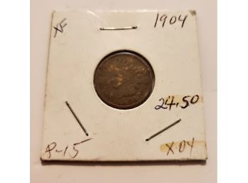 Old 1904 XF Indian Head Penny Coin Extremely Fine Lot #132