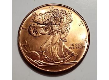 1 Ounce Fine Copper Commemorative Walking Liberty Token Coin Eagle Lot #509