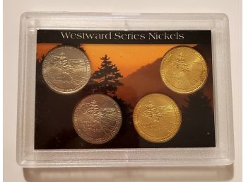 Proof Uncirculated Westward Series Nickels Coins W/ 2 Gold Plated Lot #526