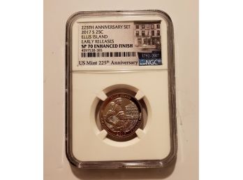 Graded United States Mint 225th Anniversary 2017 S Ellis Island Early Release Quarter 25 Cent Coin Lot #139