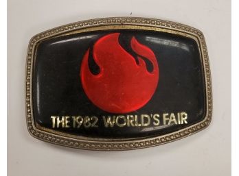 Old Vintage The 1982 Worlds Fair Amusement Belt Buckle Made In USA United States Of America