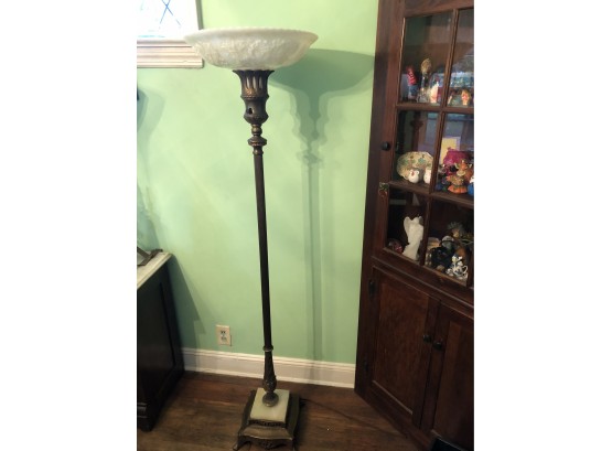 Antique Floor Lamp With Glass Shade